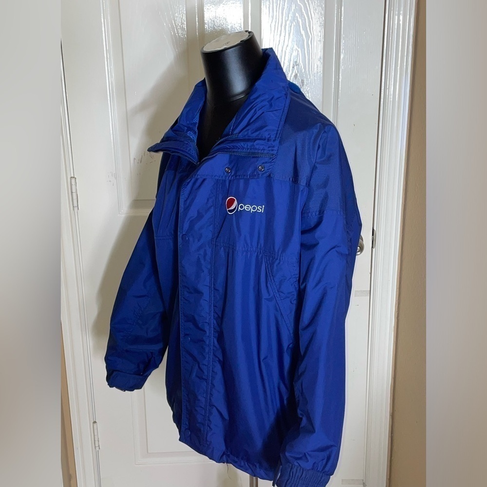 Pepsi Cola Jacket Adult XLarge Navy Full Zip Hooded Lined Aramark Uniform Coat - Picture 2 of 12